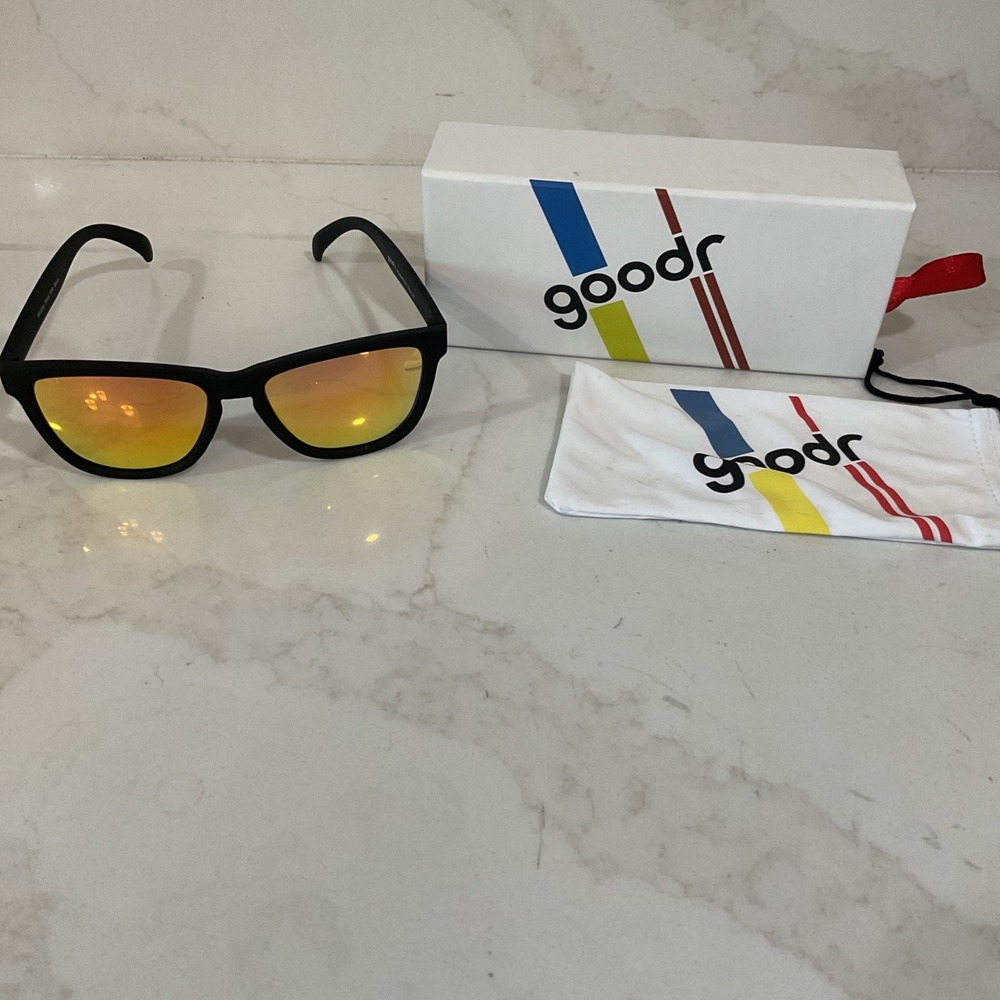 Goodr  WHISKEY SHOTS WITH SATAN Sunglasses Black Running Mirrored Lenses